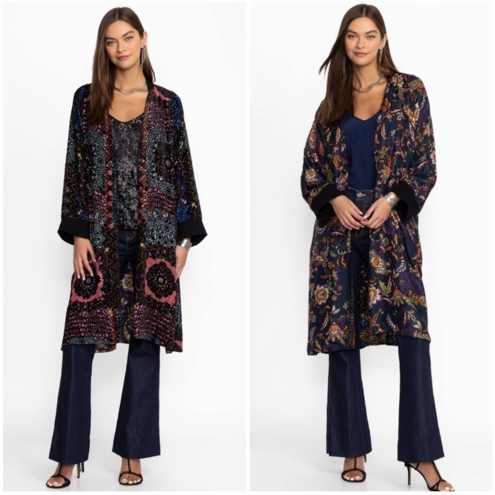 Johnny Was Harmony Burnout Reversible Silk Kimono Size Large NWT New